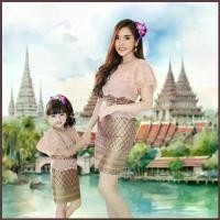 ราคา ชุดทำบุญ ชุดไทย ชุดคู่แม่ลูก เดรสลูกไม้ ชุดไทยประยุกต์ Thai Dress Woman Girl ชุดครอบครัว Mae Yhing (1734434955627038355)