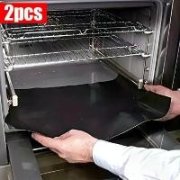 ราคา Two thickened non-stick oven mats (black, 12.99X 15.74inch), heat-resistant and reusable, suitable for electric ovens/gas ovens, toasters, etc. Easy to clean and dishwasher safe, (1734585282939029345)
