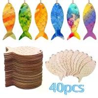 ราคา 40 ชิ้น ของเล่นวาดภาพสำหรับเด็ก ว่างเปล่า รูปทรงปลาไม้ ยังไม่เสร็จ ชีวิตทางทะเล ของตกแต่งปลาทาสี ทำด้วยมือ แกะสลักด้วยมือ ชิ้นไม้รูปปลา งานฝีมือสำหรับเด็ก (1734438147858532193)