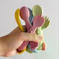 ราคา [COD] 2PCS Silicone Baby Spoons Fork For Baby Cutlery Set Newborn Learn To Eat Training Feeding Spork Tableware Baby Items (1733478994747426097)