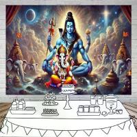ราคา 2D Flat Banner, 1pc, Indian Deity Shiva And Elephant God Party Banner, Wedding, Birthday And Other Festival Celebrations Decoration Banner, Novelty Hanging Rug, Living Room Bedro (1733920144960554201)