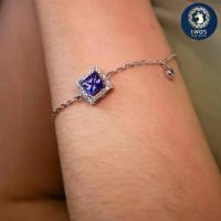 ราคา สร้อยข้อมือดีไซร์หรู ประดับเพชรแท้ 24 เม็ด ผสานความงามของ Fancy Sapphire และ Tanzanite พลอย (ตัวเรือนWhite Gold 9K) (1731820694177351046)