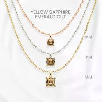 ราคา สร้อยคอบุษราคัมแท้ (Yellow Sapphire) ทรงสี่เหลี่ยมมินิมอล เงินแท้ 925 ชุบทองคำขาว/ทอง/โรสโกลด์ จี้พลอยGEORGE Jewelry (1734499924448937211)