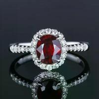ราคา Colorful Gemstone Red Sapphire Stone Ring for Women, Simulated Red Corundum Tourmaline Color Ring with Inlaid Diamonds, 18K Gold Plated European and American Style Jewelry for Women (17333112890896236
