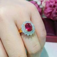 ราคา ส่งฟรี แหวนพลอยแดงล้อมเพชร เครื่องประดับไทย พูนทรัพย์ มีใบรับประกัน งานปราณีต งดงาม RD102R600 (1729736300306140114)