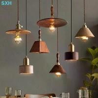 ราคา SXH Japanese-style restaurant solid wood chandelier bar counter dining room ins retro brass bedroom chandelier walnut wood bedside small chandelier (1734469529250006232)