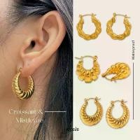 ราคา สินค้าที่ขายดีที่สุดของเดือนนี้ URPALS ต่างหูห่วง Croissant Set Stainless ชุบทอง 18K แพ้ง่ายใส่ได้ ใช้งานได้นาน (1733607567063156602)
