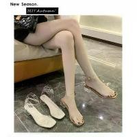 ราคา Crystal Embellished Heeled Sandals For Women Summer Transparent Strap Peep Toe Shoes Apricot Beige Color (1733938530066662557)