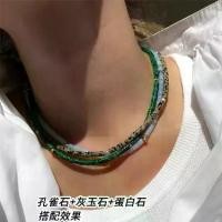 ราคา New European and American style natural stone bead necklace with Greek turquoise jade. A high-end layered necklace in a vintage style with a retro artistic vibe. (1734547029363164895)