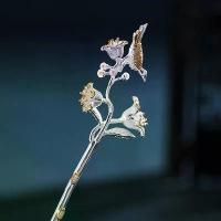 ราคา S925 Sterling Silver Magpie Hairpin for Women, Ancient Style Hanfu Hair Accessory, Ancient Flower Hair Ornament, Hairpin for Valentine's Day Gift (1734120541540353529)