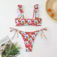 ราคา 2025 European and American Printed Two-Piece Swimsuit Sexy Hot Girl Lace-Up Bandage Ruffle Bikini Swimsuit ชุดว่ายน้ําเด็กผู้ชาย 10–12 ปี ชุดว่ายน้ําเด็กผู้ชาย2ขวบ (1733355174365398836)