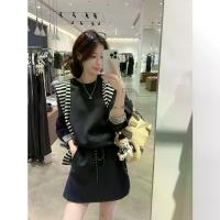 ราคา Contrast Color Striped Shawl Bandage Dress Korean Style Loose Long Sleeve Sweatershirt High Waist Drawstring Skirt Women's Early Autumn Two-Piece Suit Fashion (1732872388891477046)