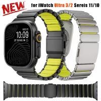 ราคา Luxury Titanium Rubber Strap for Apple Watch Ultra 3 2 1 49mm 10 11 46mm Magnetic Band for Iwatch Series 9 8 7 45mm 6 SE 3 44mm (1734499041952040265)