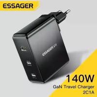 ราคา ที่ชาร์จ USB Type C, Essager, 140W GaN, สำหรับแล็ปท็อป, การชาร์จอย่างรวดเร็ว PD 100W, เข้ากันได้กับ Macbook Air M1 M2 Pro, iPhone, Samsung, ที่ชาร์จแท็บเล็ต 65W (1731032458830579904)