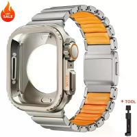 ราคา Titanium Strap+Metal Case For Apple Watch Ultra 3 49mm 11 10 46mm For iWatch Series 9 8 7 45mm 6 5 4 44mm smart watch band (1735192775941457191)