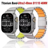 ราคา Luxury Titanium Watchband for Apple Watch Ultra3/2 49mm Series11 10 46mm Iwatch Series 11 10 9 8 7 SE3 44mm 45mm Men's Style Wearable Accessories (1735192645043258663)