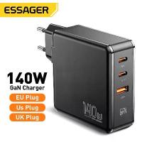 ราคา {UTUC} Essager 140W Gan loại USB C Sạc Máy Tính Xách Tay 100W Pd sạc nhanh Cho MacBook Air M1 M2 Pro Samsung 65W điện thoại máy tính bảng Chagers (1735097285739250783)