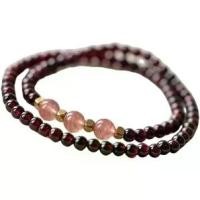 ราคา Garnet Bracelet for Women – Red Garnet Jewelry, Healing Crystal Bracelet, Handmade Gemstone Jewelry, Symbol of Love, Happiness & Harmony (Garnet & Strawberry Quartz Multi-Strand) (1734510589944432319)