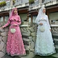 ราคา เดรสมุสลิม ชุดเดรสแฟชั่นผ้าซาร่า แต่งด้วยลูกไม้ Dress Muslim (1735046031021671915)