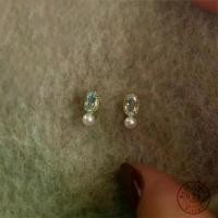 ราคา 【Azzis】 925 Sterling Silver Blue Zircon Pearl Stud Earrings for Women Korean Simple Temperament Jewelry Accessories (1735407376868083258)