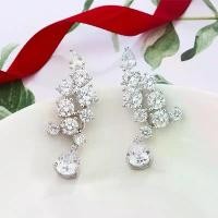 ราคา Hw Round Pear-Shaped Diamond Starry Light Luxury Full-Diamond Wings Elegant Sweet Women's Earrings and Necklace, Thick Gold Plated (1734608594359125885)
