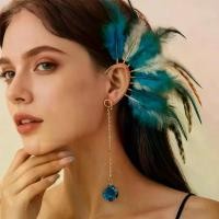 ราคา 【Azzis】 Exaggerated Feather Long Tassel Dangle Earrings for Women Fashion Bohemian Long Chains Pendant No Piercing Ear Hanging Jewelry K (1735429313434846778)
