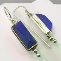 ราคา 【Azzis】 Ethnic Silver Color Imitation Lapis Lazuli Dangle Women's Earrings Square Daily Wear (1735435634881693242)