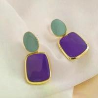 ราคา 【Azzis】 Korean Multicolor Square Dangle Stud Earrings For Women Green Purple Pink Bule Semi-Precious Stone Earrings Pastoral Style (1735434910747952698)