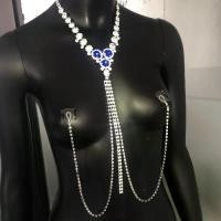 ราคา 【16-CES】 Blue Rhinestone Sexy Lingerie Nipple Jewellery Non Piercing Jewelry for Women Crystal Chain Necklace Festival Gift Girls (1735005186724496901)
