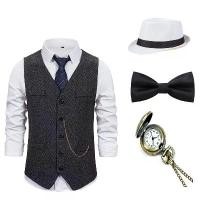 ราคา 20s Party Great Gatsby Cosplay Costume 1920s Men Gangster Outfit Accessories Fedora Newsboy Hat Suspender Bow Tie Armband (1735235295778735635)