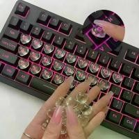 ราคา 60pcs Keyboard Bubbles for Long Nails, Raised Glass Heart Key Covers, No-Residue, Reusable, Easy to Apply, Keyboard Stickers for Desktop Keyboards, External Keyboards, Calculators (1734848999522338462