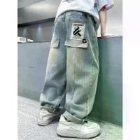 ราคา 2026 Spring Boys' Jeans | 4-10 Years Old Trendy Cool Street Style Labeled Dad Pants, Soft Stretchy Kids' Carrot Pants for Daily School, Outdoor Play, and Family Outings, (1734310111796692889)