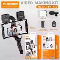 ราคา [จัดส่งทันที] Live broadcast video kit, mobile phone holder with LED lights, microphone, plus a tripod and Bluetooth remote shutter. (1735485508830397444)