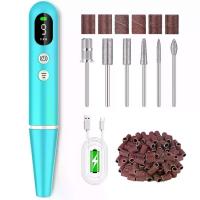 ราคา Cordless Electric Nail Drill File kit:Nail File Electric with 9 Speed LED Display for Acrylic Gel Dip Powder Polish,Professional Portable Manicure Pedicure Rechargeable for Home Salon Use (Blue) (1734
