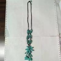 ราคา สร้อยเชือกถักประดับหินเทอร์ควอยซ์รูปดอกไม้ (Turquoise Macramé Flower Necklace) (1735043682580268243)