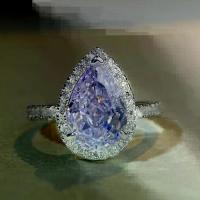ราคา Luxury Solid Platinum PT950 Women's Pear-Shaped Diamond Ring Lavender Purple pink Moissanite Diamond Ring (1734847842473576065)