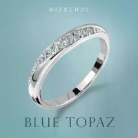 ราคา เครื่องประดับเงินMizuchol-แหวนเงินแท้ชุบทองคำขาว Ocean Glisten Band Ring - พลอย Sky Blue Topaz (1735106897495426709)