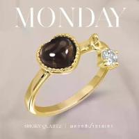ราคา แหวนเสริมดวงความรักประจำวันเกิด - วันจันทร์ Darling ring พลอย Brown Smoky Quartz | Mizuchol (1731552112293284084)