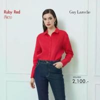 ราคา Guy Laroche shirt Light linen เสื้อเชิ๊ตผู้หญิง แขนยาว สีแดง G9U2RE Women Clothing ลินิน (1730684752712730928)