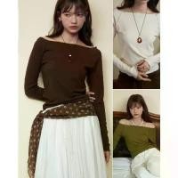 ราคา [COD] [tiktok]Mousse Long Sleeve, Long Sleeve Shirt with a Boat Neck. เสื้อ ผ้า สวย แฟชั้น ผู้หญิง แขน สั้น น่ารัก สไตล์ แขนยาว แฟชั่น ยืด สี ดํา เชิ้ต พอง ลูกไม้ ทรง หม้อ ฮ่อม เ (1734998713746294351)