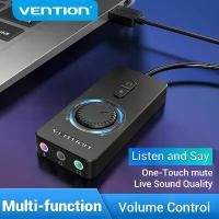 ราคา พร้อมส่งจากไทย Vention USB Sound Card USB 2.0 External Stereo Sound Adapter 15cm With Volume Control 3.5mm 3 in 1 Sound Card for Laptop Desktop PS4 Earphone Headset Speaker USB E (1735429216349423196)