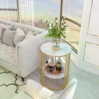 ราคา UNHO โต๊ะวางข้างทรงกลม โต๊ะวางของ วัสดุหินอ่อน Coffee Table โครงสีทอง Side Table โต๊ะกลาง โต๊ะข้างเตียง (1735260564524664672)