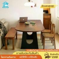 ราคา โต๊ะกินข้าวไม้แท้ โต๊ะกินข้าวไม้ยาง โต๊ะอาหารไม้สัก ไฟเบอร์บอร์ด+ขาเหล็ก dinner table y (1735207648261670731)