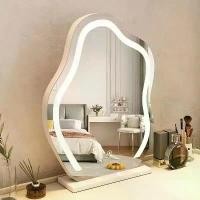 ราคา หอพัก, ห้องครัว, Cloud-Shaped Led Table Mirror Premium Grade Marble Base ✨ Adjustable Light in 3 Colors, Size 54X41 Cm. For Makeup + Home Decoration + Photography Free De (1735077767366542766)