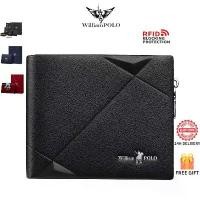 ราคา William polo กระเป๋าสตางค์ผู้ชายหนังแท้ กระเป๋าตังใบสั้น กระเป๋าสตางค์แฟชั่นมีซิป Men's wallet genuine leather short wallets (1735064865977436125)