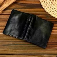 ราคา Genuine cowhide leather wallet For women and men, black, top layer, natural leather, credit card holder. Short wallet suitable for men. (1735384194746779475)