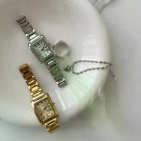 ราคา 2026IEKE Niche Retro Rectangular Roman Numeral Exquisite Ins Minimalist Style Steel Band Quartz Watch for Middle School Students (1735056910936278552)