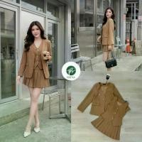 ราคา PATTA Set 4ชิ้น เสื้อสูท+เสื้อกั๊ก+กระโปรง+เข็มกลัด เสื้อคลุมสูทแขนยาวสีน้ำตาล (1734903050386113559)