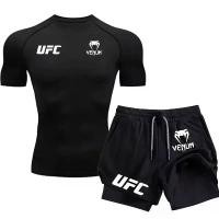 ราคา ชุดกีฬาแฟชั่นฟิตเนส เสื้อ กางเกง สองชิ้น ชุดเซ็ตโลโก้ UFC เสื้อยืดรัดรูปผู้ชาย กางเกงขาสั้น ชุดลำลองฤดูร้อน (1734598660667311401)
