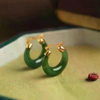 ราคา ✨ ต่างหูขายดีแท้จาก chalcedony เลียนแบบ หยกเหอเทียน ชุบทอง สำหรับผู้หญิง สไตล์จีน แนวชาติพันธุ์ จัสเปอร์สีเขียวสไตล์ย้อนยุค ต่างหู รุ่น Jed ของขวัญวันวาเลนไทน์ เครื่องประดับแฟชั่น (1735486311824459560